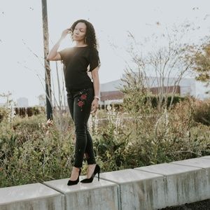 Women Urban Cropped Skinny Black Grey Wash  with R